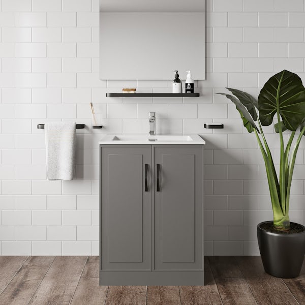 Mode Meier grey floorstanding vanity unit 600mm with tap