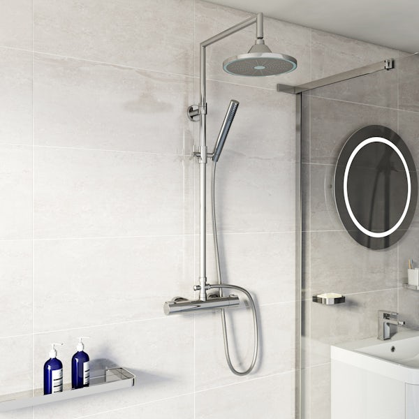 Mode Cool Touch square thermostatic exposed mixer shower with LED shower head