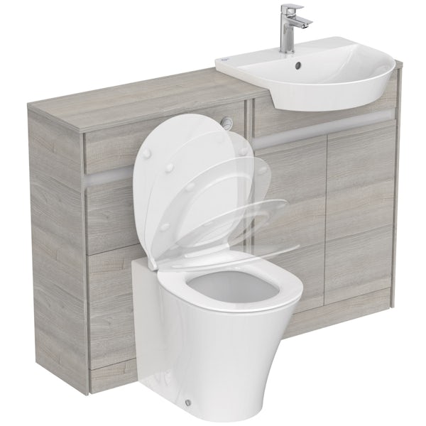 Ideal Standard Concept Air wood light grey 1200 combination unit with toilet and seat