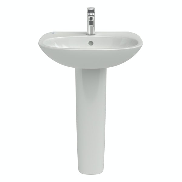 Ideal Standard Tesi 1 tap hole full pedestal bathroom basin 500mm