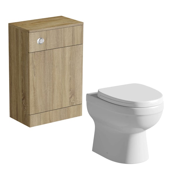 Sienna Oak Slimline back to wall toilet unit with Energy back to wall toilet