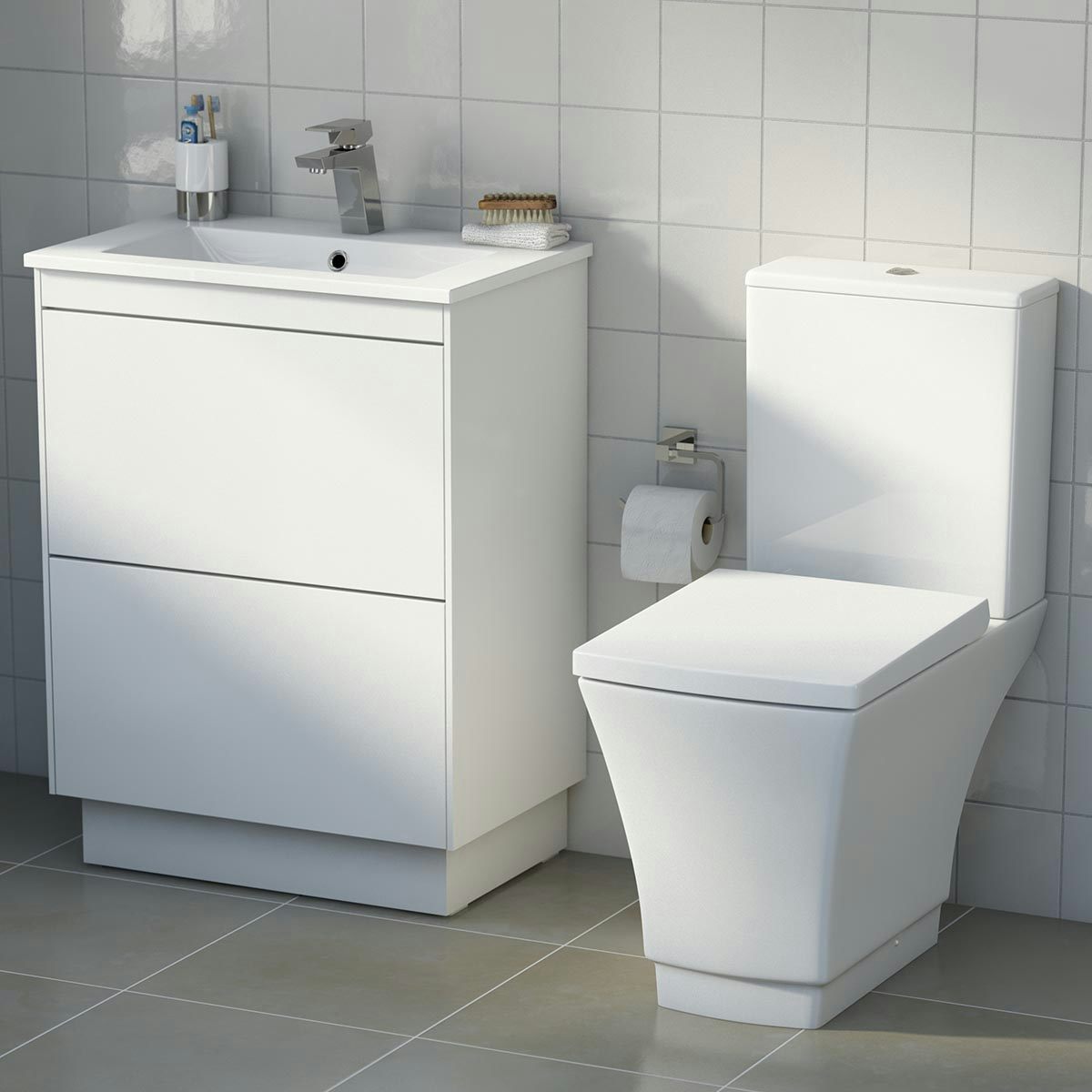 Mode Austin close coupled toilet and white vanity unit suite 600mm