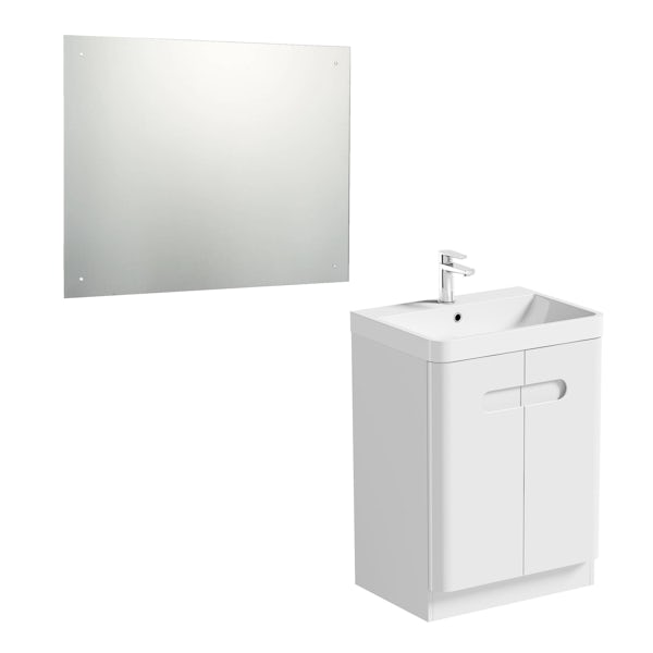 Mode Ellis white vanity door unit 600mm and mirror offer