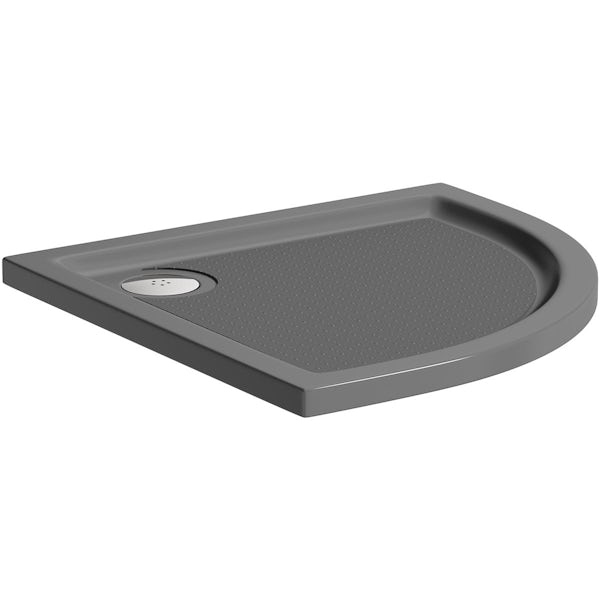 Mode 8mm quadrant shower enclosure with grey anti slip shower tray