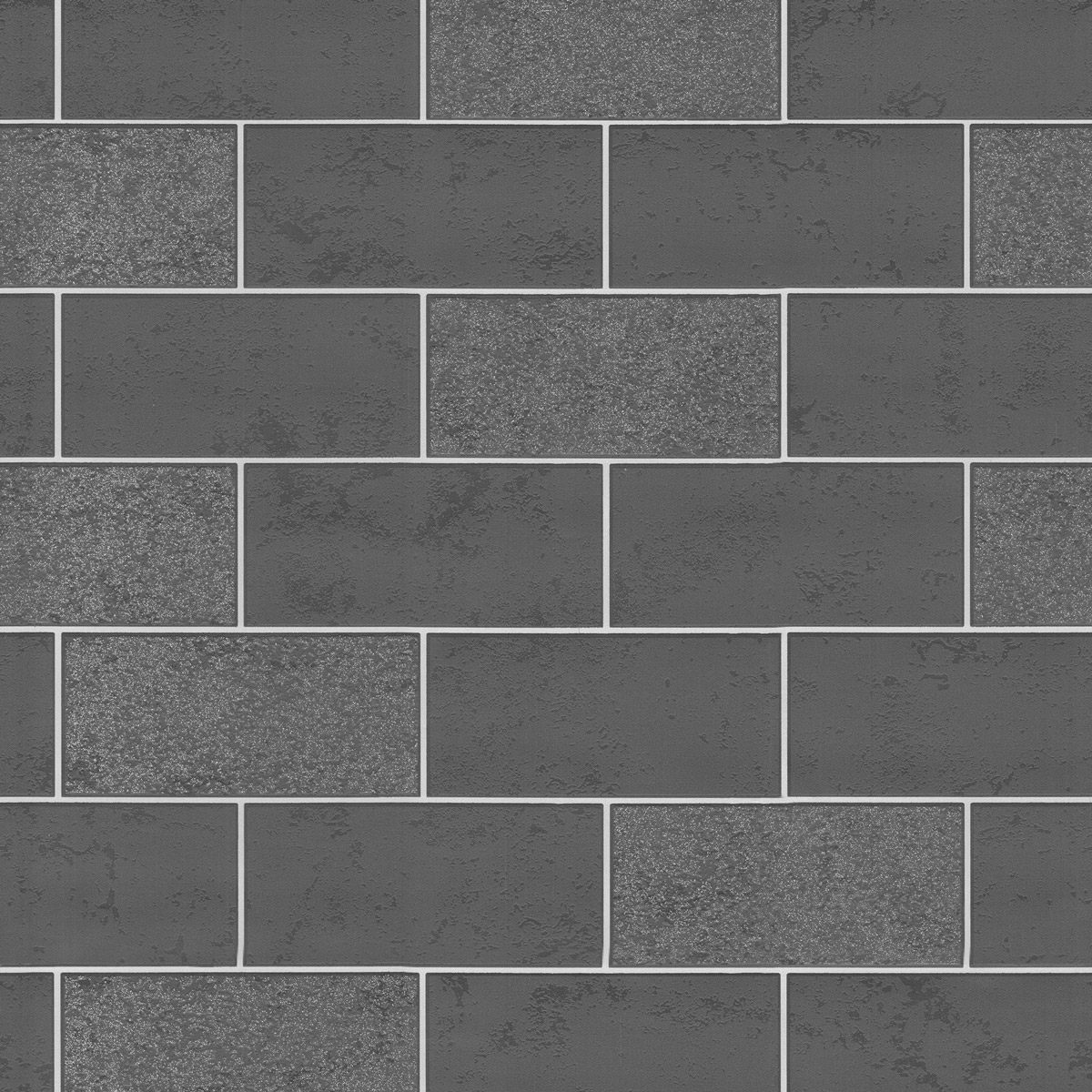 Fine Decor ceramica subway glitter tile black grey wallpaper
