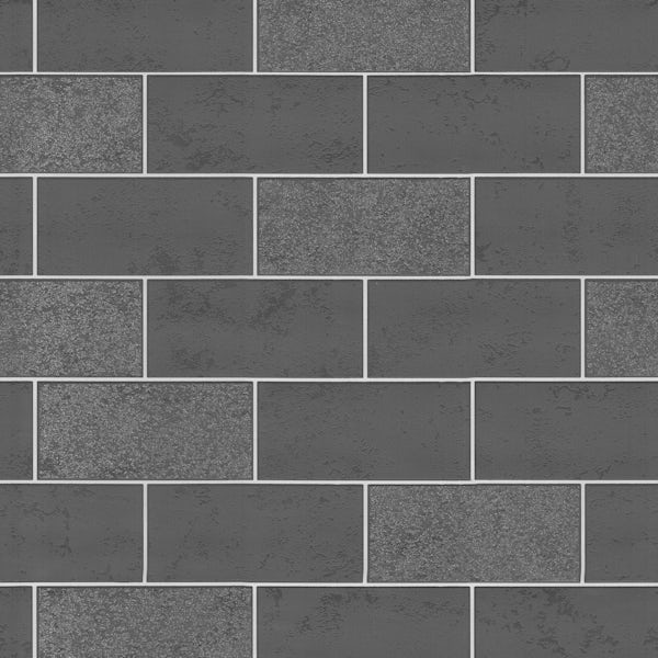 Fine Decor ceramica subway glitter tile black grey wallpaper