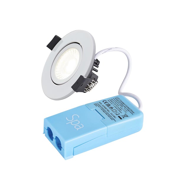 Forum Como IP65 tiltable fire rated adjustable LED downlight in white with colour change technology