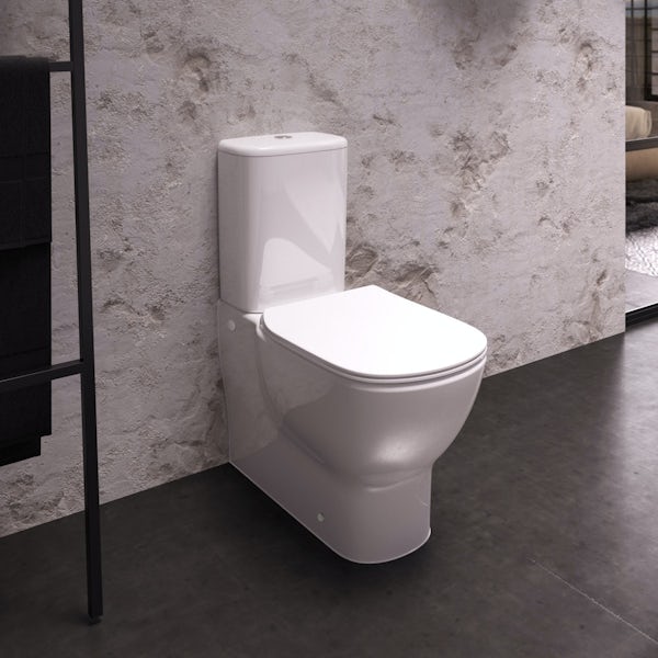 Ideal Standard Tesi back to wall cloakroom suite with semi pedestal bathroom basin 500mm
