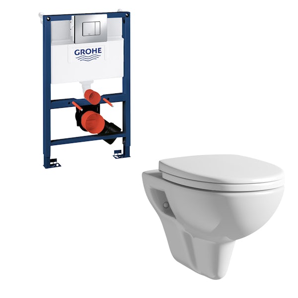 Orchard Eden wall hung toilet, Grohe frame and Skate Cosmopolitan push plate 0.82m