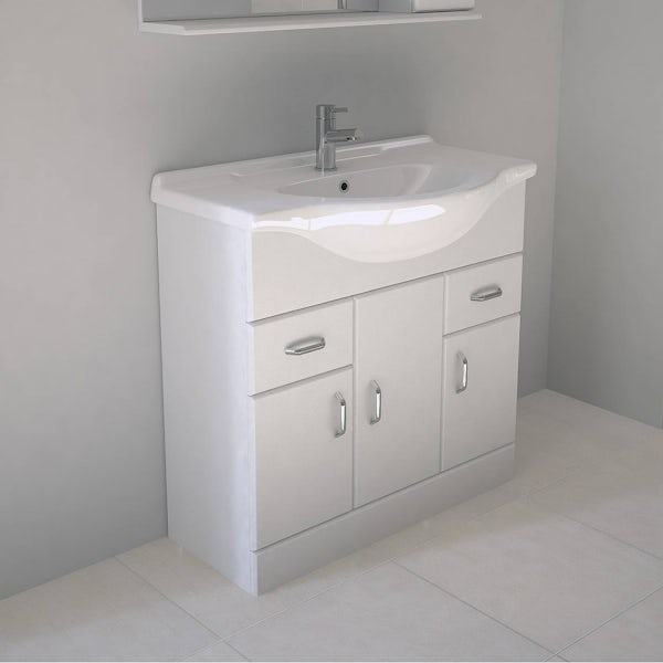Granada 850 White Vanity Unit & Basin
