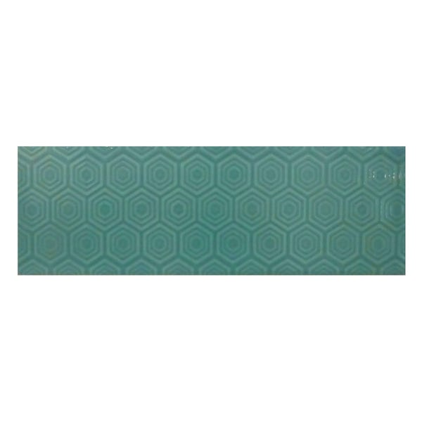 Zenith green patterned gloss wall tile 100mm x 300mm