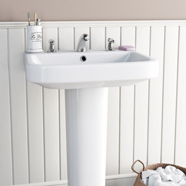 The Bath Co. Camberley lever 3 hole basin mixer tap offer pack