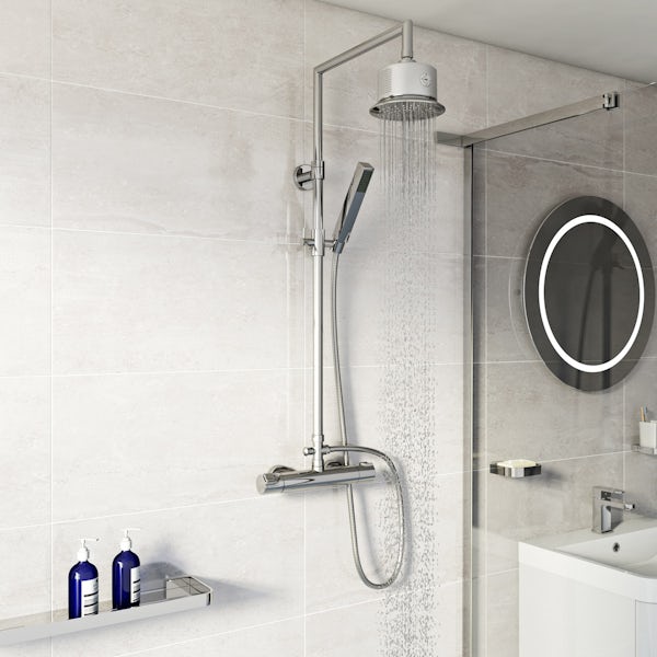 Mode Cool Touch square thermostatic exposed mixer shower with bluetooth speaker shower head