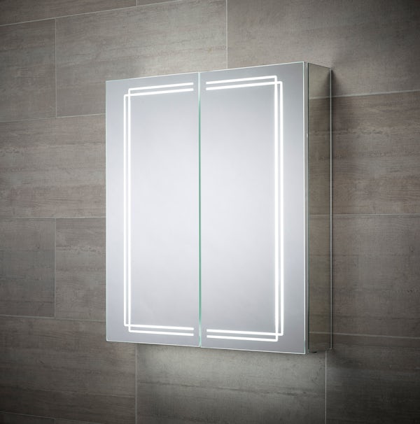 Mode Buxton diffused LED illuminated mirror cabinet 700 x 600mm with demister & charging socket