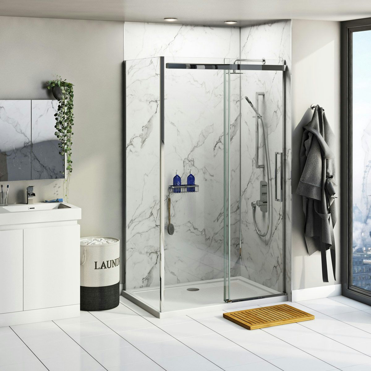 Multipanel Linda Barker Calacatta Marble shower wall panel pack for  enclosures up to 1200 x 1200