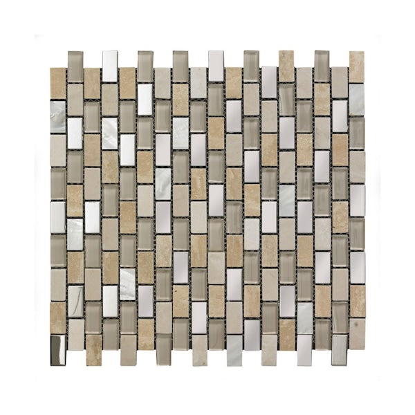 British Ceramic Tile Mosaic biscuit beige gloss tile 300mm x 300mm - 1 sheet