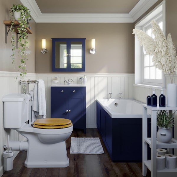 The Bath Co. Camberley navy furniture suite with straight bath 1700 x 700mm