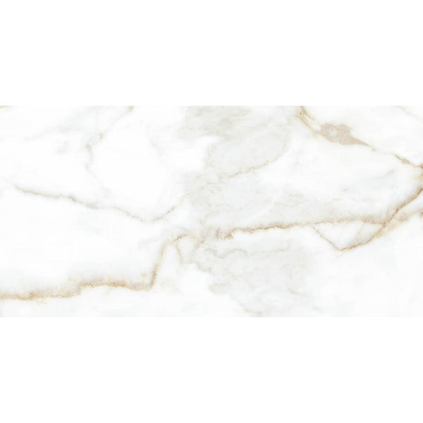 Calcolo Gold Marble gloss ceramic wall tile 300 x 600mm