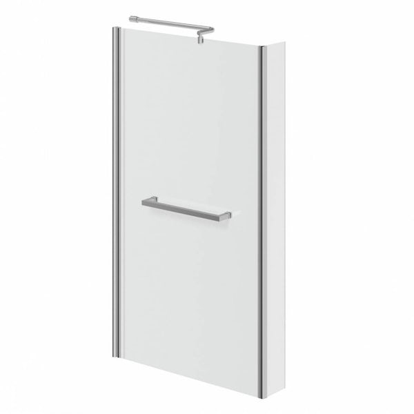 Mode Tate right hand shower bath 1700 x 850 suite with Ellis white wall hung unit 800mm