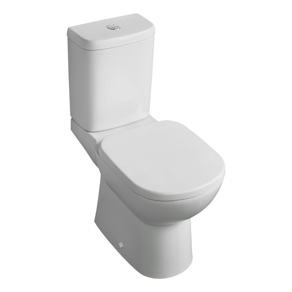 Ideal Standard Tempo close coupled toilet with soft close seat with pan connector