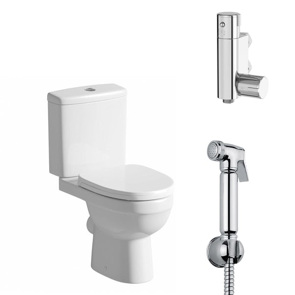 Orchard Eden close coupled toilet with douche kit and soft close toilet seat