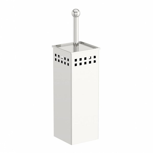 Options Square Freestanding Stainless Steel Toilet Brush Holder