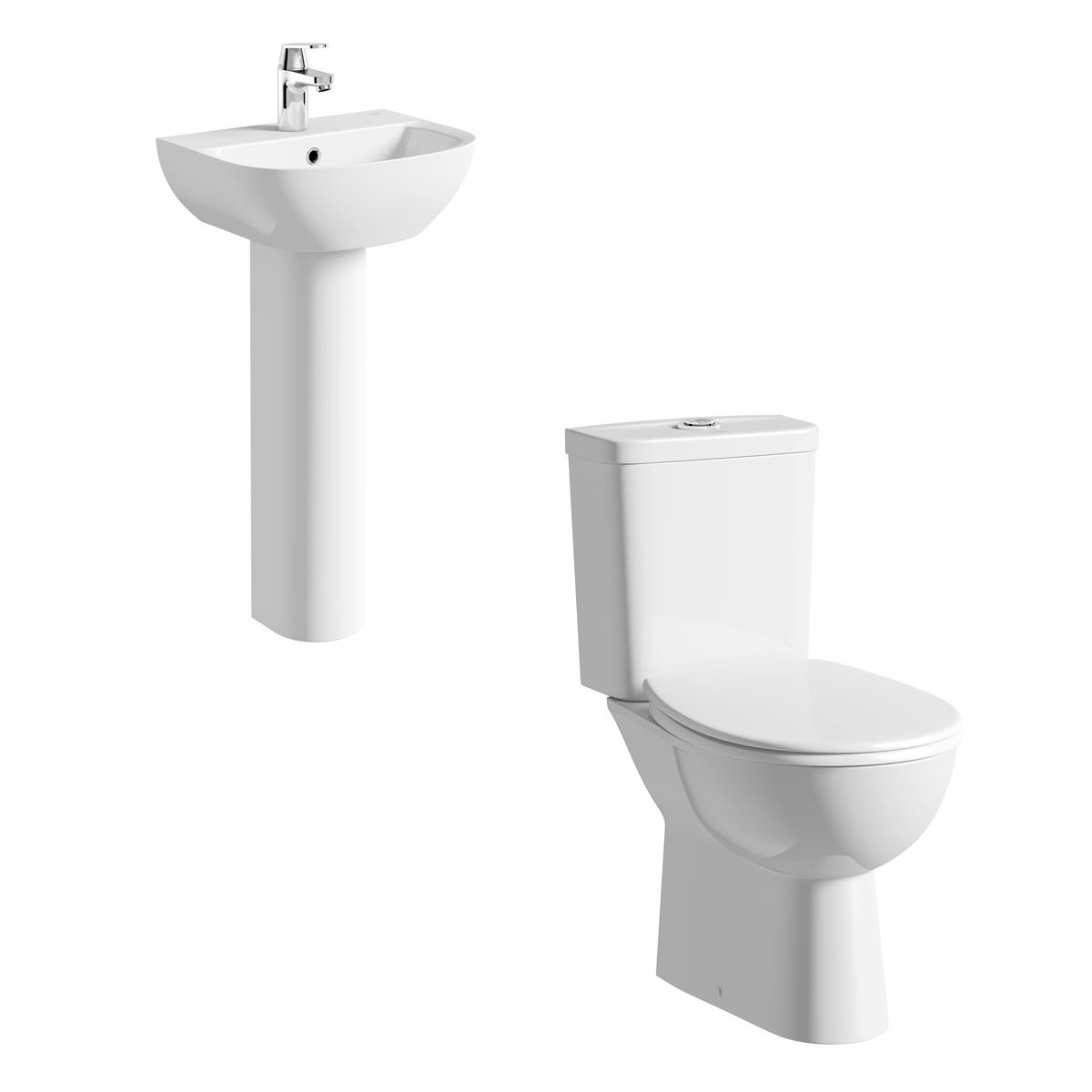 Grohe Bau rimless cloakroom suite with full pedestal basin 450mm