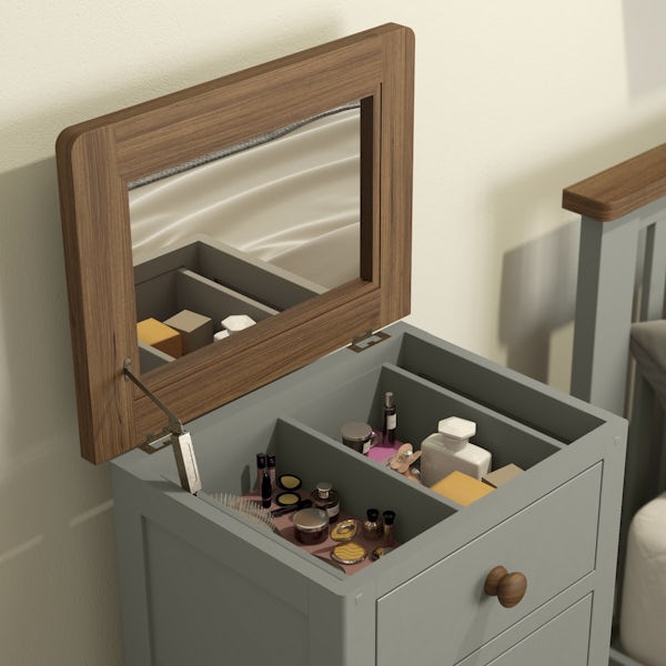 Rome Oak & Grey 5 Drawer Tall Chest with Mirror