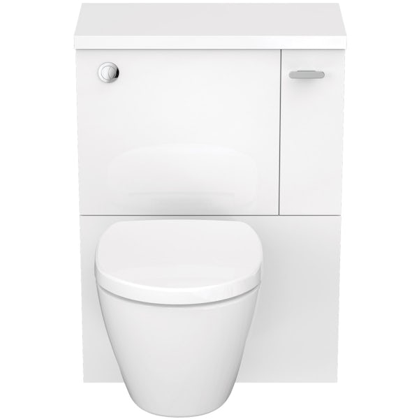Ideal Standard Concept Space white wall hung vanity unit with back to wall unit and toilet