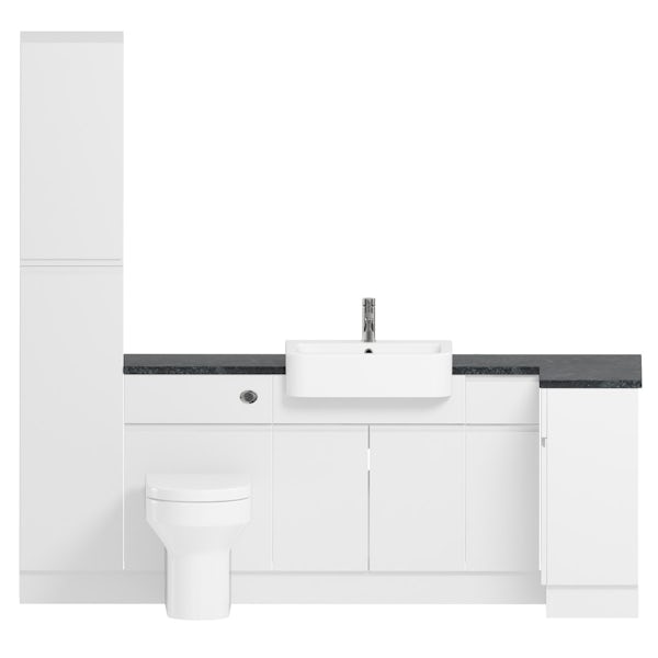 Reeves Wharfe white corner small storage fitted furniture pack with black worktop