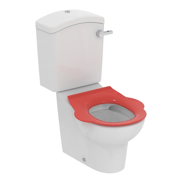 Armitage Shanks Contour 21 Splash close coupled school toilet with lever handle and red seat