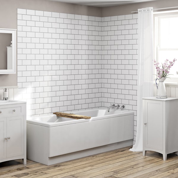 The Bath Co. Dulwich matt white furniture suite with straight bath 1700 x 700mm