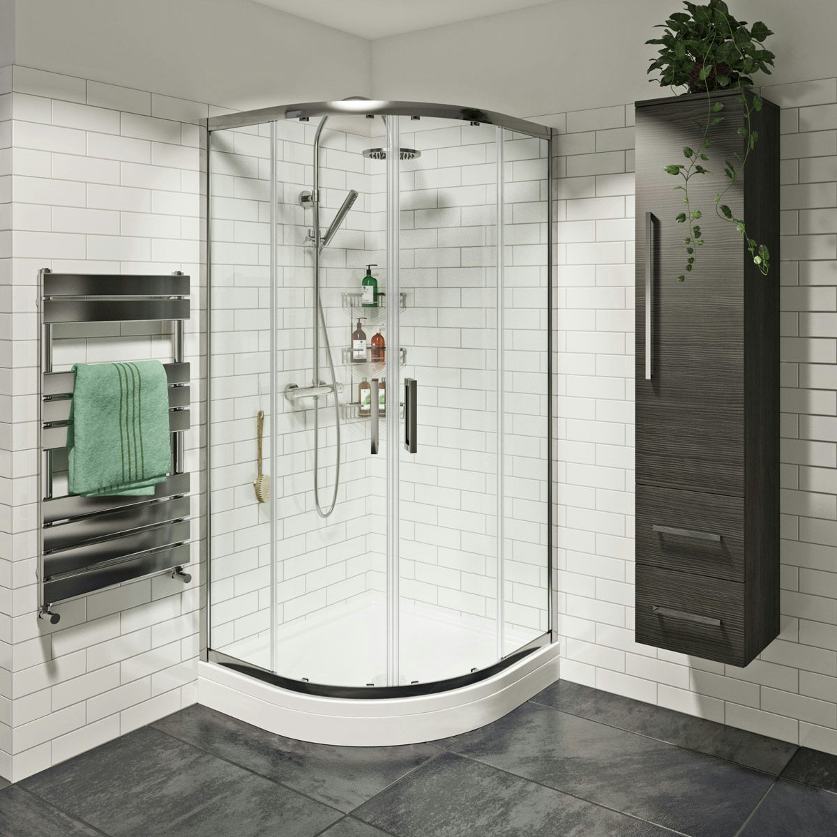 Quadrant Shower Enclosure SlidingTempered Glass Door Cubicl Stone Tray Riser Kit 