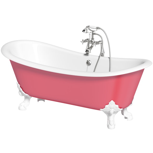 Artist Collection Pucker Up Pink traditional freestanding bath & tap pack