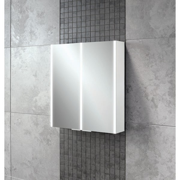 HiB Xenon LED illuminated mirror cabinet 600 x 700mm