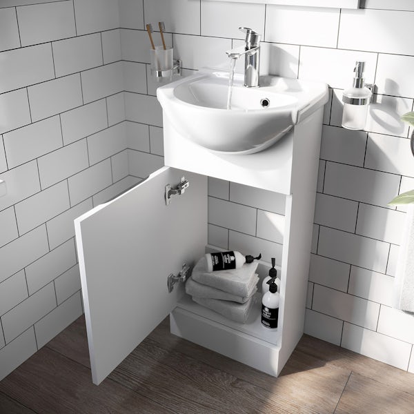 Orchard Elsdon white cloakroom floorstanding vanity unit and ceramic basin 410mm