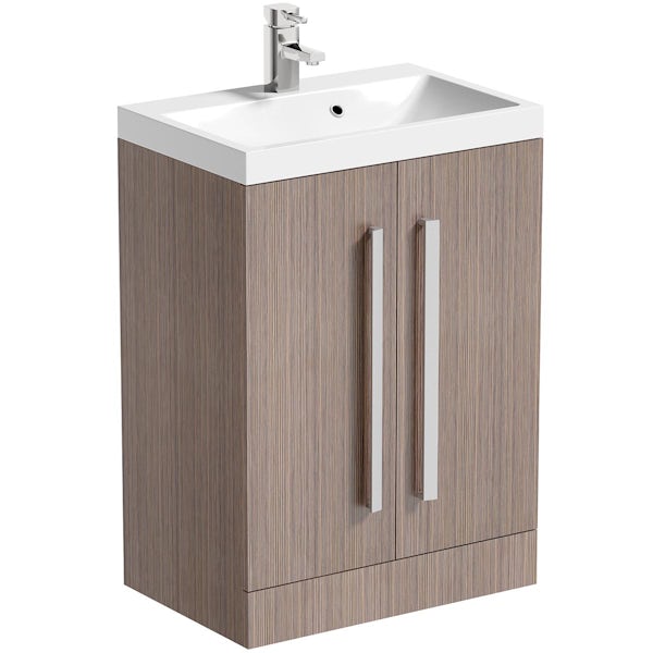Orchard Wye walnut floorstanding vanity unit and basin 600mm with tap