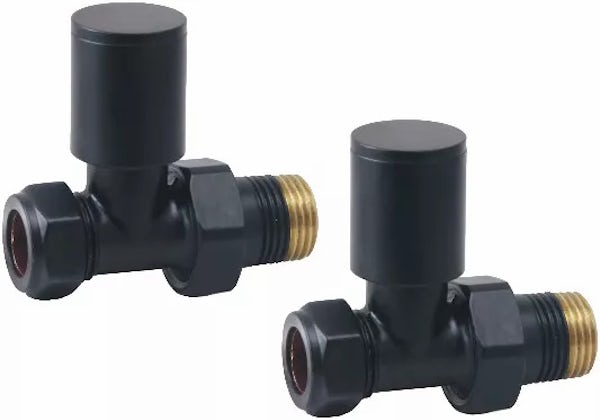 The Heating Co. Round straight radiator valves - black