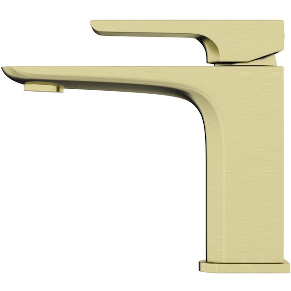 Mode Deacon brushed brass basin mixer tap with waste
