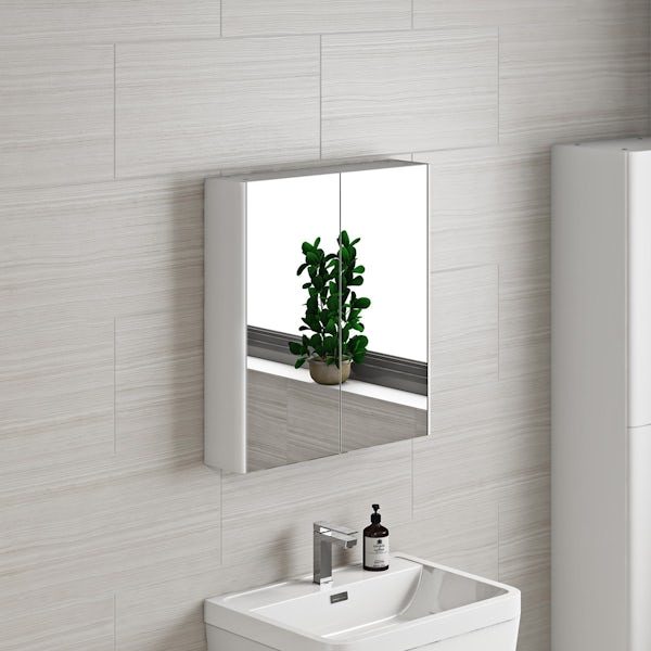 Mode white curved mirror cabinet 600mm