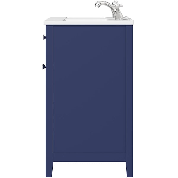 The Bath Co. Camberley navy floorstanding double vanity unit and ceramic basin 1210mm with taps