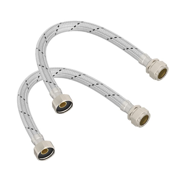 Flexible tap connectors 1/2" x 15mm x 300mm (2 pack)