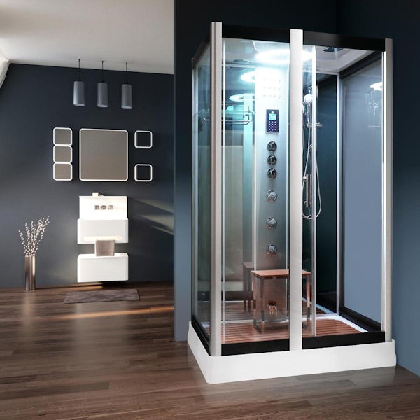Vidalux Serenity steam shower cabin with mirror back panels 1200 x 900