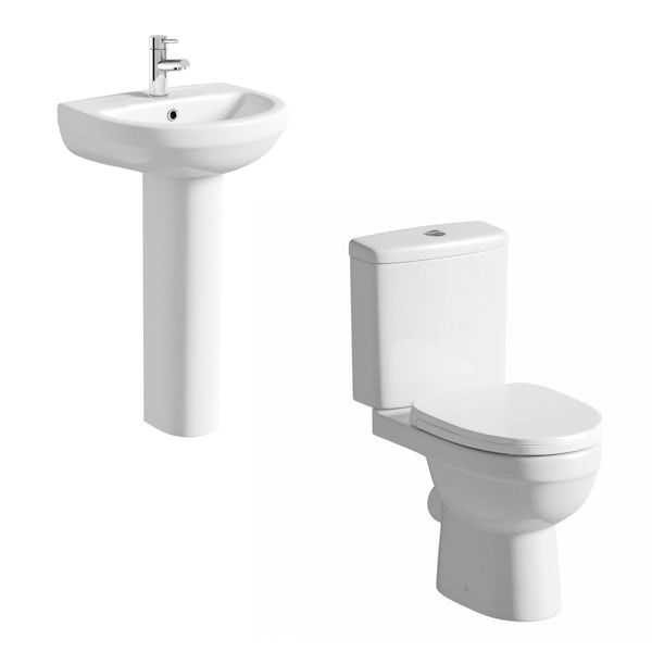Eden close coupled toilet suite with full pedestal basin 550mm