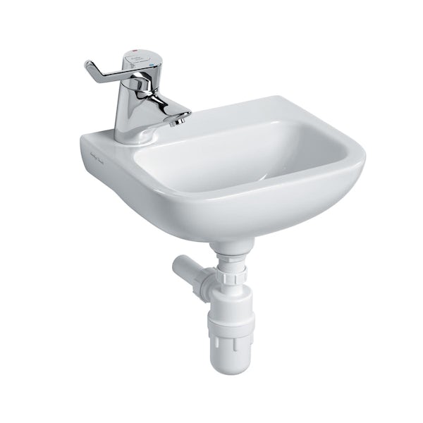 Armitage Shanks Contour 21 1 tap hole wall hung handrinse basin 370mm no overflow - left hand