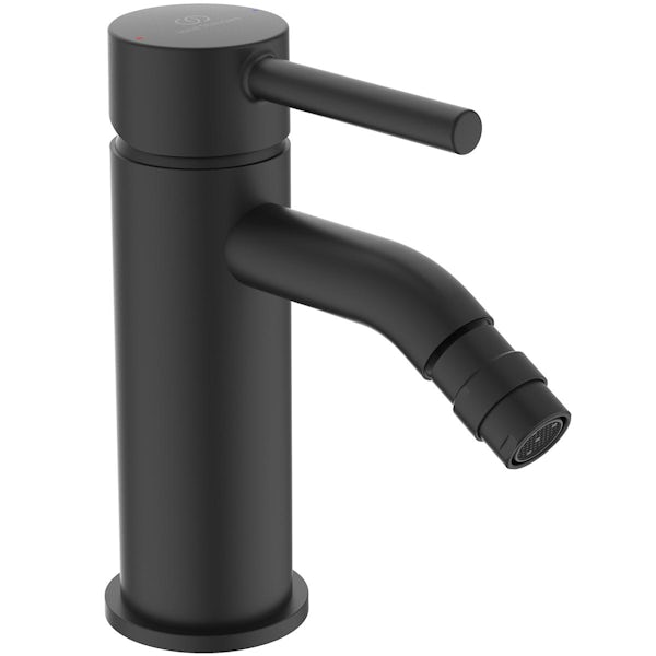 Ideal Standard Ceraline silk black bidet mixer tap with waste