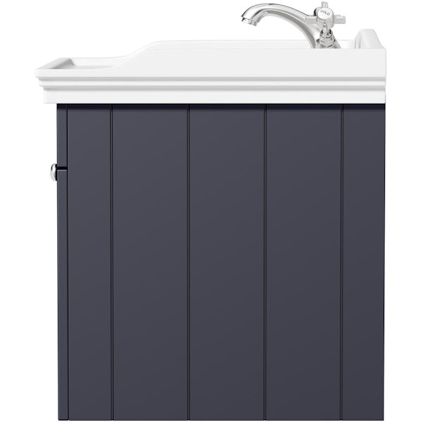 The Bath Co. Ascot indigo wall hung vanity unit and ceramic basin 600mm with tap