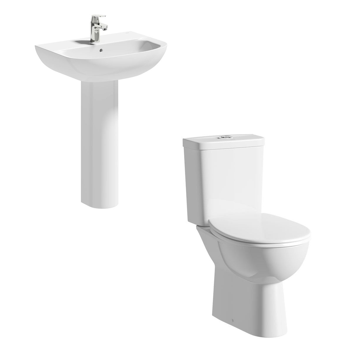 Grohe Bau rimless cloakroom suite with full pedestal basin 600mm