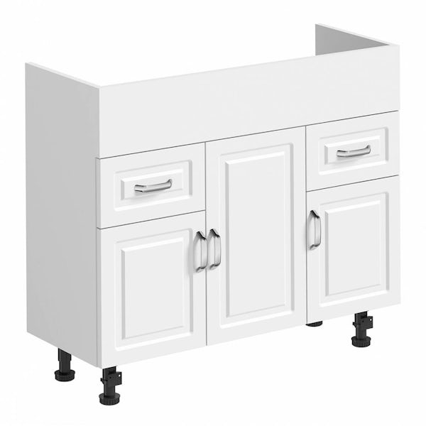Orchard Florence white 850mm, multi drawer unit & plinth with beige top
