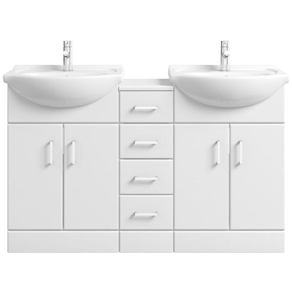 Orchard Eden white double basin & multi drawer combination